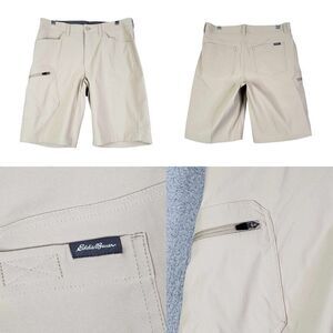Eddie Bauer Travex Shorts Men's Size 32 Beige Khaki Hiking Camping Nylon